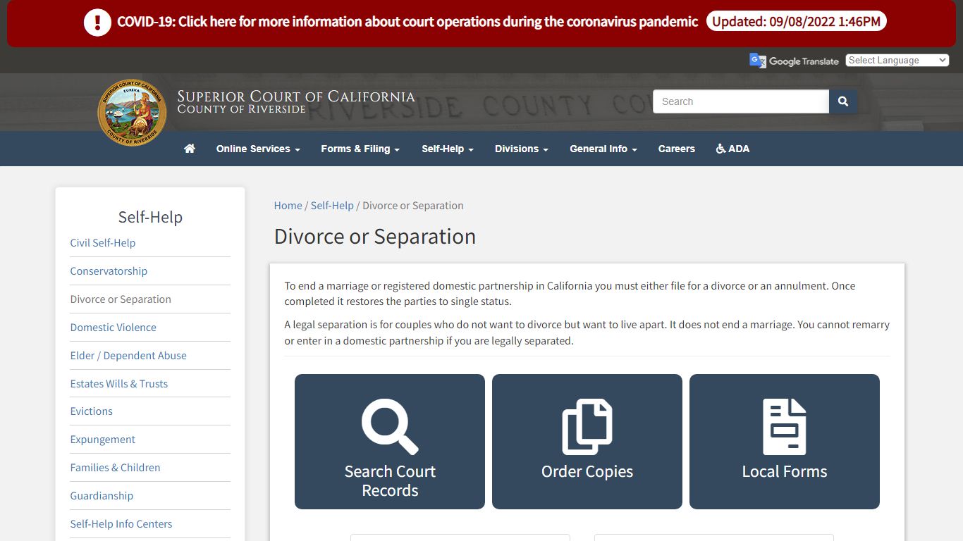 Divorce Or Separation - California