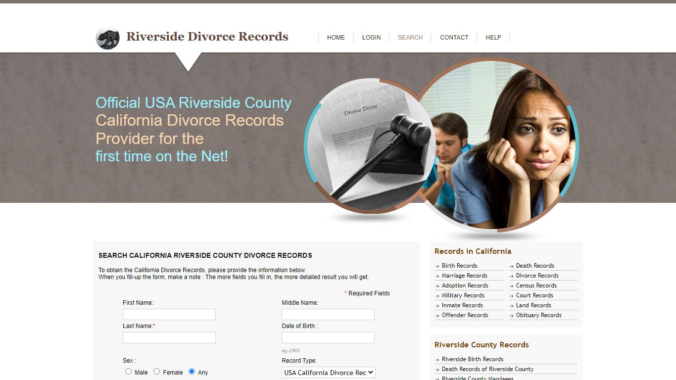 Search California Riverside County Divorce Records
